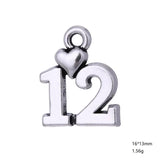 Love Number 10 11 12 13 with Heart Charm Pendants