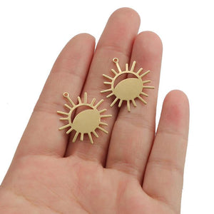 10pcs Raw Brass Sun Flower Pendant DIY Earring Geometric Accessories
