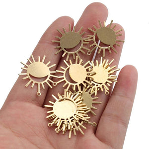 10pcs Raw Brass Sun Flower Pendant DIY Earring Geometric Accessories