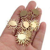 10pcs Raw Brass Sun Flower Pendant DIY Earring Geometric Accessories