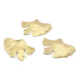10pcs Raw Brass Ginkgo Leaf Charms Pendant For Jewelry Making