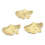 10pcs Raw Brass Ginkgo Leaf Charms Pendant For Jewelry Making