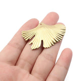 10pcs Raw Brass Ginkgo Leaf Charms Pendant For Jewelry Making