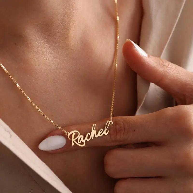Custom Name Necklace on Stainless Steel Box Chain