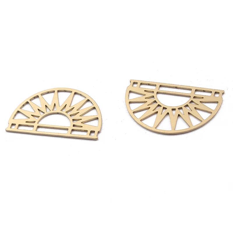 6pcs Raw Brass Sun Charms Pendant for DIY Jewelry Making