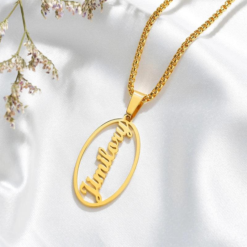 Sifisrri Moon Star Necklace Stainless Steel Name Pendant