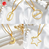 Sifisrri Moon Star Necklace Stainless Steel Name Pendant