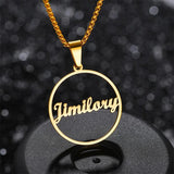 Sifisrri Moon Star Necklace Stainless Steel Name Pendant