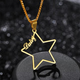 Sifisrri Moon Star Necklace Stainless Steel Name Pendant