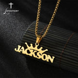 Crown Name Necklace For Men Stainless Steel Golden Chain Rock Hip Pop Jewelry