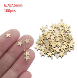 100pcs Raw Brass Star Geometry Charms for DIY Jewelry Making