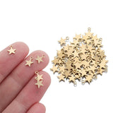 100pcs Raw Brass Star Geometry Charms for DIY Jewelry Making