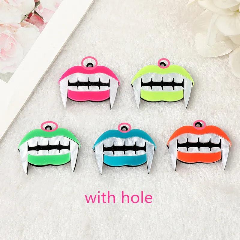 10 Pcs Halloween Mouth Charms Flatback Acrylic Fangs for DIY Jewelry