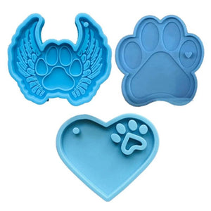 3 Pcs/Set Dog Paw Keychain Necklace Silicone Mould DIY Crafts Jewelry Tool