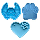 3 Pcs/Set Dog Paw Keychain Necklace Silicone Mould DIY Crafts Jewelry Tool