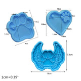 3 Pcs/Set Dog Paw Keychain Necklace Silicone Mould DIY Crafts Jewelry Tool