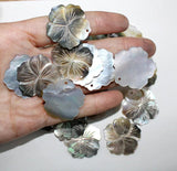 6PCS 35mm Shell Carved Flower Pendant for Jewelry Making