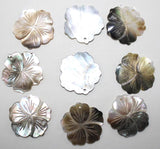 6PCS 35mm Shell Carved Flower Pendant for Jewelry Making