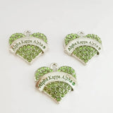 Greek Sorority Pink Green Letter Heart Rhinestone Charms DIY Jewelry