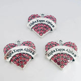 Greek Sorority Pink Green Letter Heart Rhinestone Charms DIY Jewelry