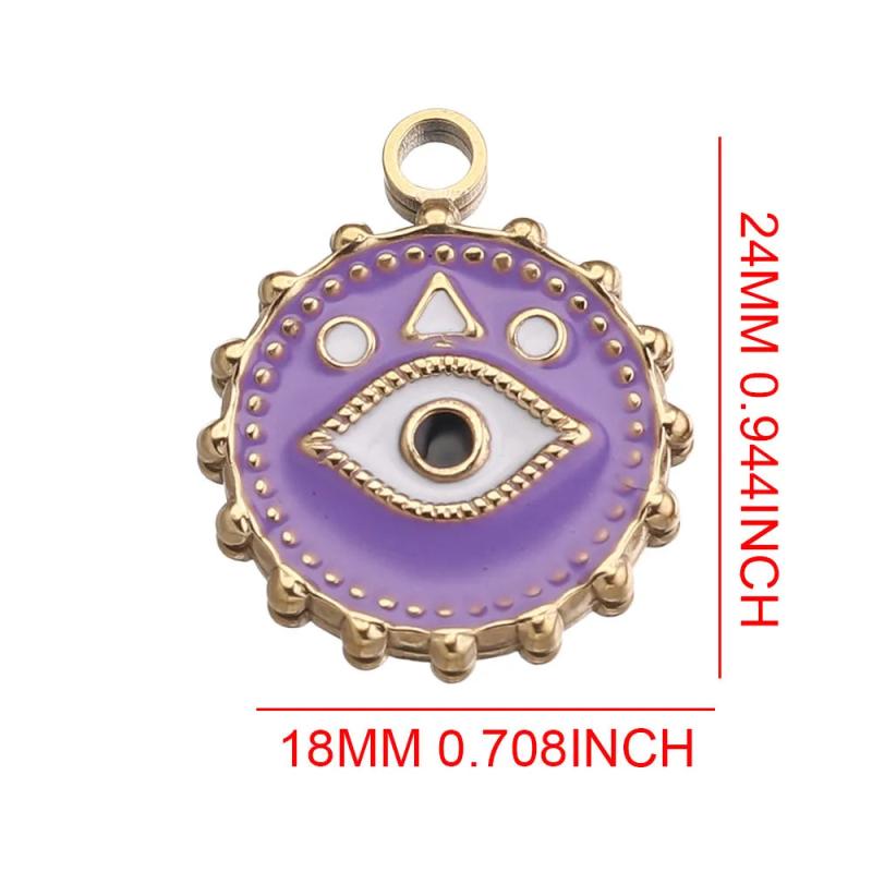 5pcs Stainless Steel Round Eye Charm Pendants DIY Jewelry Making Findings