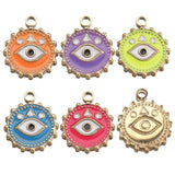 5pcs Stainless Steel Round Eye Charm Pendants DIY Jewelry Making Findings