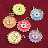 5pcs Stainless Steel Round Eye Charm Pendants DIY Jewelry Making Findings