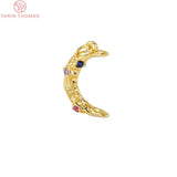4PCS 18x2MM 24K Plated Brass Moon Charms Pendants with Zircon