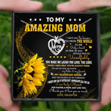 To My Amazing Mom Necklace Thank You & Love You with Box Necklace Card