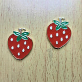 10pcs Cartoon Fruit Strawberry Charms Metal Enamel Charm Pendant