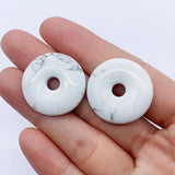 Natural Stone Turquoise Safety Button Necklace Pendant