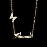 Personalized Stones Name Heart Buttifly Pendant Necklace