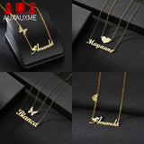 Personalized Stones Name Heart Buttifly Pendant Necklace