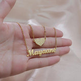 Personalized Stones Name Heart Buttifly Pendant Necklace