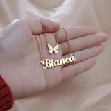 Personalized Stones Name Heart Buttifly Pendant Necklace