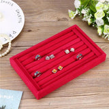Velvet Jewelry Display Organizer Rings Earring Studs Storage Case Holder Box