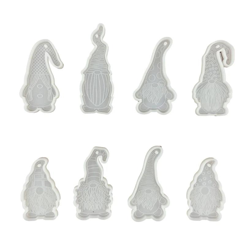 8x/Set Gnome Dwarf Pendant Silicone Mould for Epoxy DIY Necklace Earrings