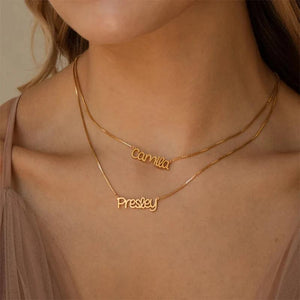 Double Name Pendant Necklace for Women Personalized Stainless Steel Choker