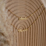 Double Name Pendant Necklace for Women Personalized Stainless Steel Choker