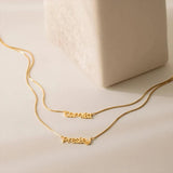 Double Name Pendant Necklace for Women Personalized Stainless Steel Choker