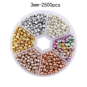 3/4mm Round Glass Seed Beads Charm Plated Czech Beads Spacer Bead DIY Bracelet