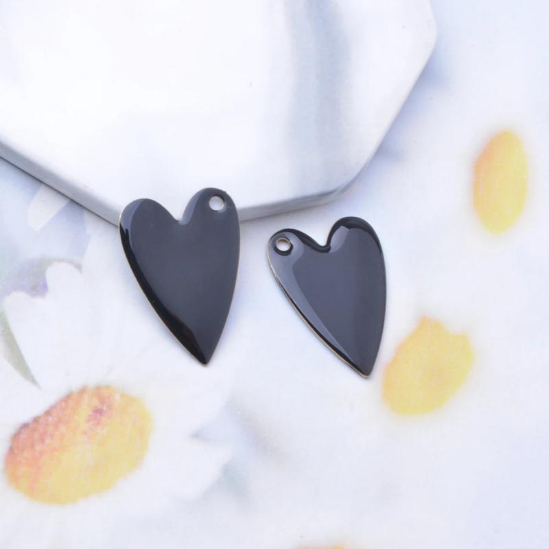 6pcs Copper Enamel Heart Charms Two-sided Dripping Oil Hearts Pendant