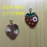 10pcs Strawberry Enamel Charms for DIY Jewelry Making