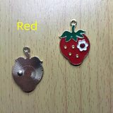 10pcs Strawberry Enamel Charms for DIY Jewelry Making