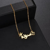 Heart Crown Arabic Name Necklace Stainless Steel Chain Personalized Pendant