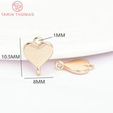 6PCS 8x10.5MM 24K Brass Heart Pendants DIY Jewelry Making