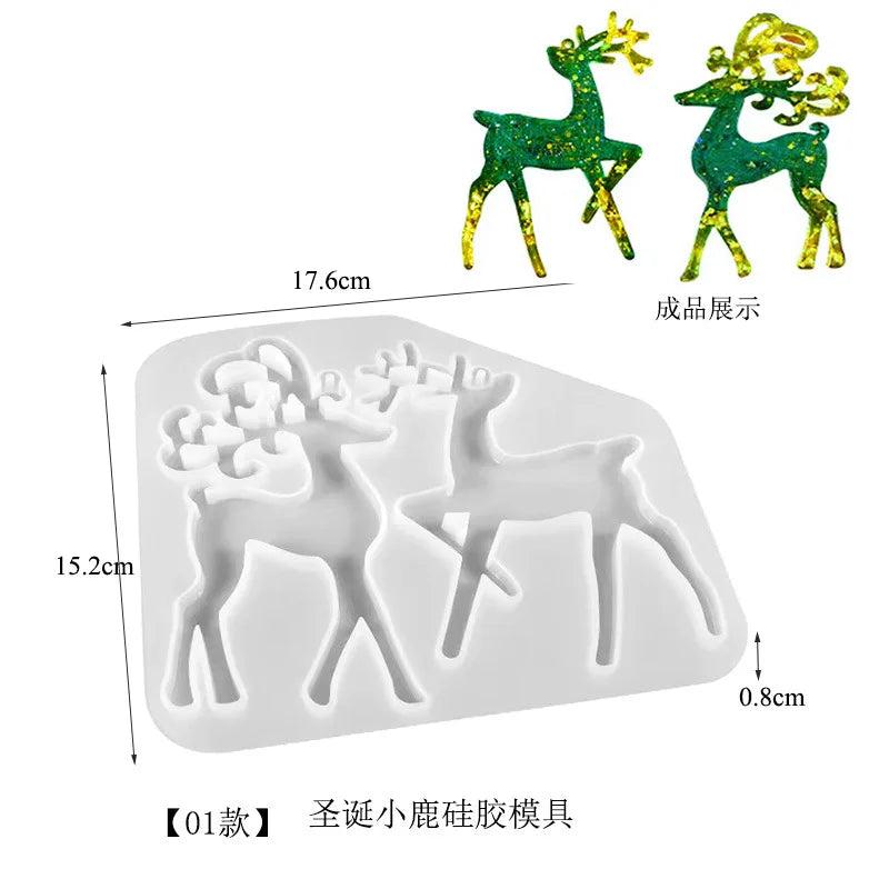 DIY Crystal Epoxy Resin Mold Christmas Elk Keychain Fawn Silicone Mold
