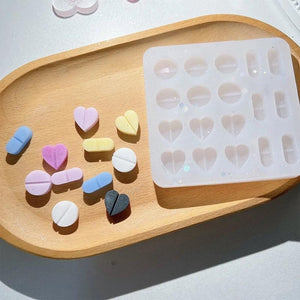 Heart Pill Mold Shaker Resin Mold Fillers Silicone for DIY Jewelry Making