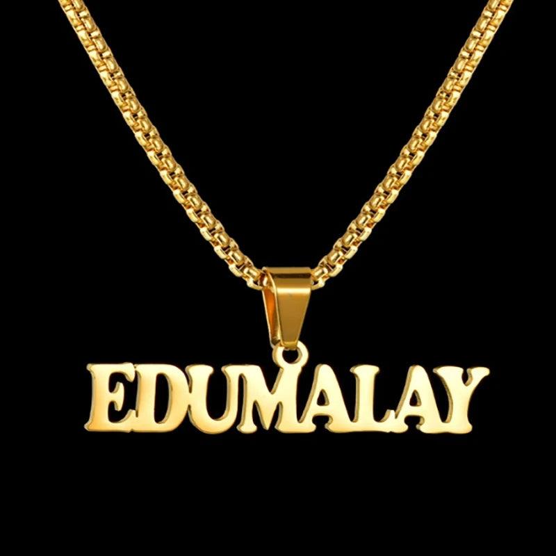 Personalized Name Necklace Stainless Steel Pendant Thick Chain