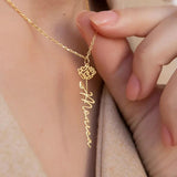 Birth Month Flower Necklace Stainless Steel Pendant